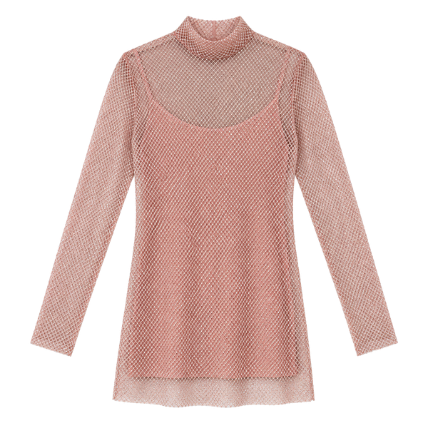 Da Veamor Rhinestone Fishnet Mini Dress Size M Pink