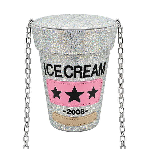Hello 3Am Ice Cream Cup Crossbody Bag Silver Glitter 2008