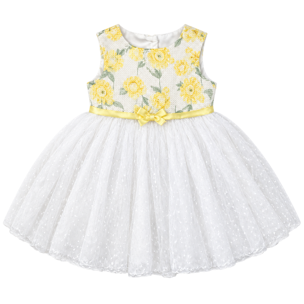 Nannette Baby Sunflower Dress Size 12M White Yellow Tulle