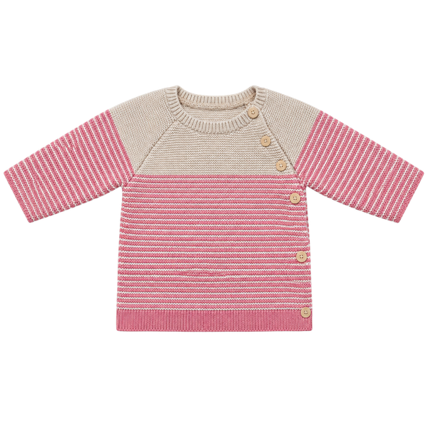Baby Gap pink/cream striped knit sweater with buttons. Size 18-24 months