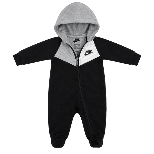 Nike Newborn Coverall Romper Size Newborn Black Gray Hooded Jumpsuit