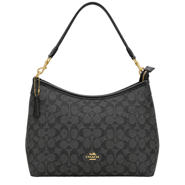 Inspired Coach Laurel Shoulder Bag in Signature Canvas Black