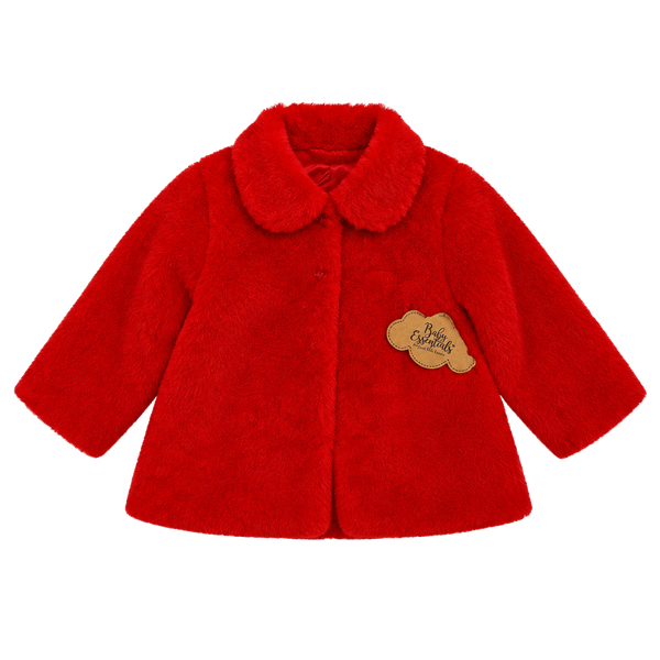 Baby Essentials Faux Fur Coat Size 18M Red Jacket