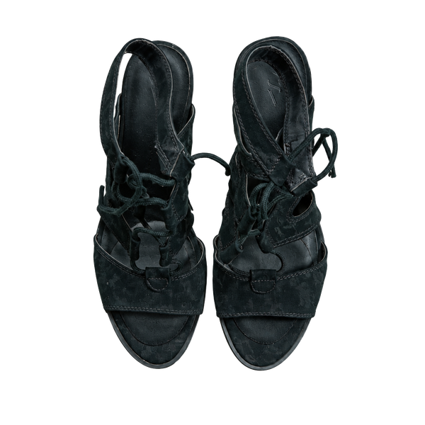 Simply Vera Vera Wang Lace Up Heels Size 8.5 Black Open Toe