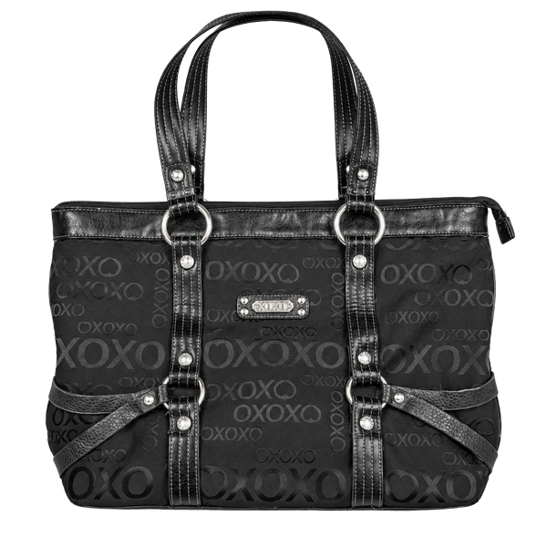 XOXO Black Monogram Jacquard Tote Handbag Y2K
