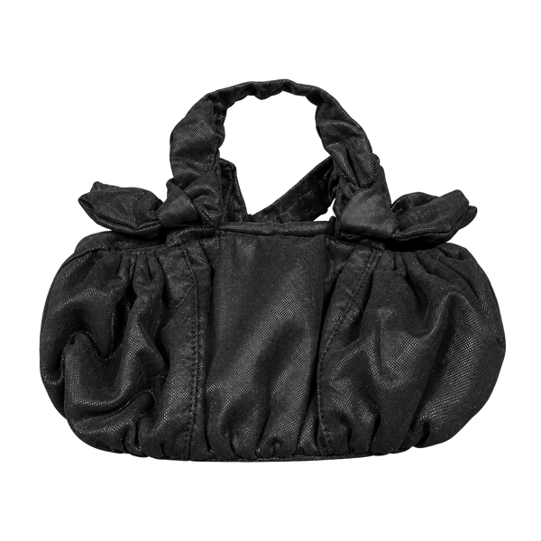 Brahmin Black Metallic Ruched Bow Handbag