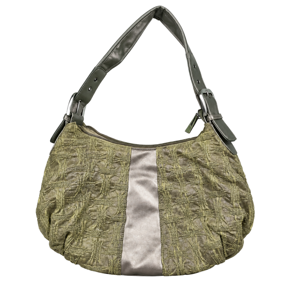 Mudd Vintage Y2K Metallic Bronze Hobo Shoulder Bag Textured Panels
