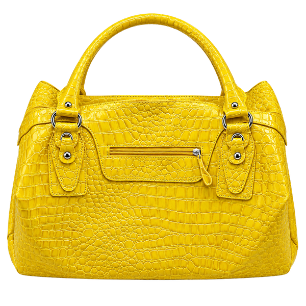 BUENO Yellow Crocodile Embossed Faux Leather Handbag Purse Satchel