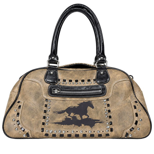 Montana West Horse Western Handbag Brown Studded Shoulder Bag