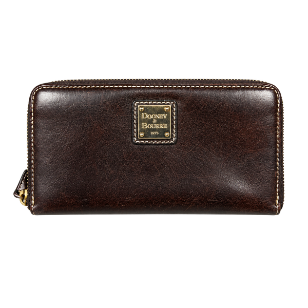 Dooney & Bourke Florentine Leather Zip Around Wallet Brown