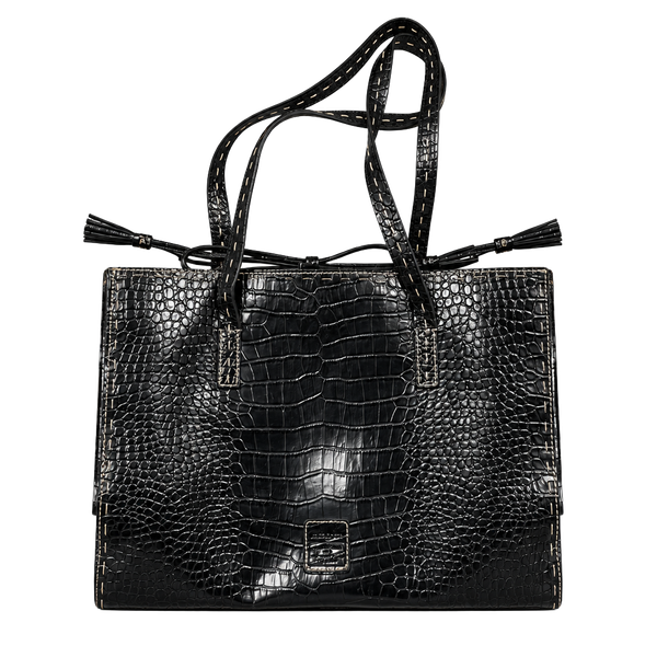 Liz Claiborne Black Croc Embossed Tote Bag