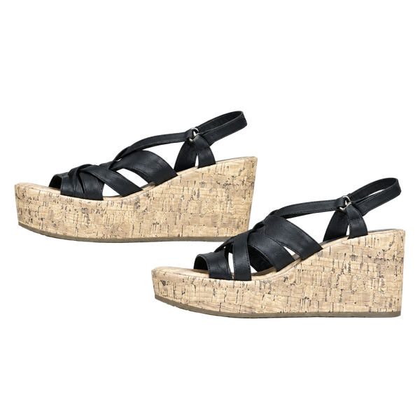 LifeStride Bailey Strappy Platform Wedge Sandals Size 10M Black