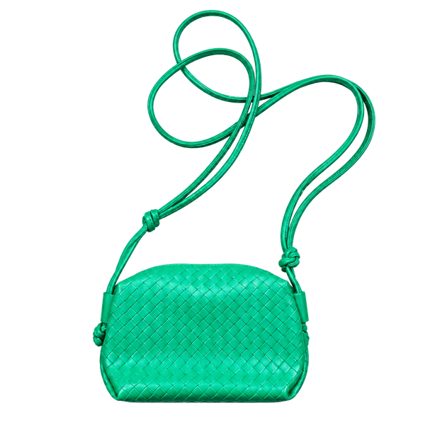 Bottega Veneta Intrecciato Woven Green Crossbody Bag