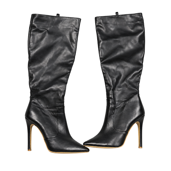 Unbranded Stiletto Knee High Boots Size 38 Black Pointed Toe