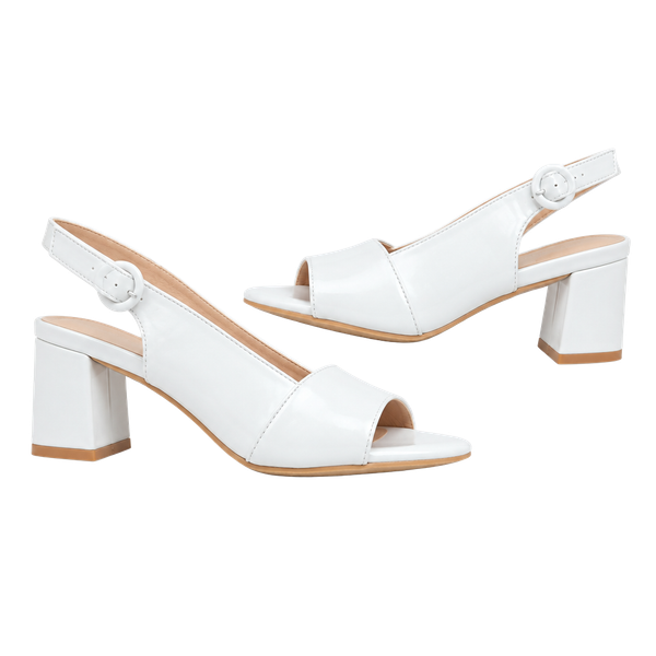 Unbranded Slingback Block Heel Sandals Size 39 White Open Toe