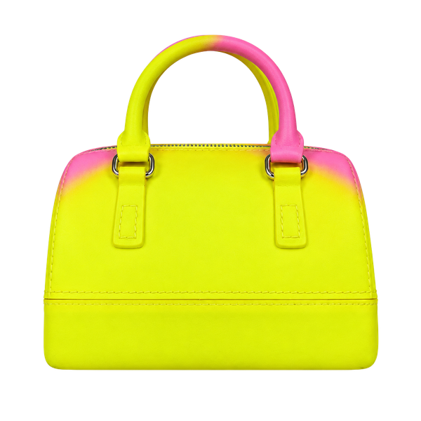 Furla Candy Mini Boston Bag Pink Yellow Rubber Handbag