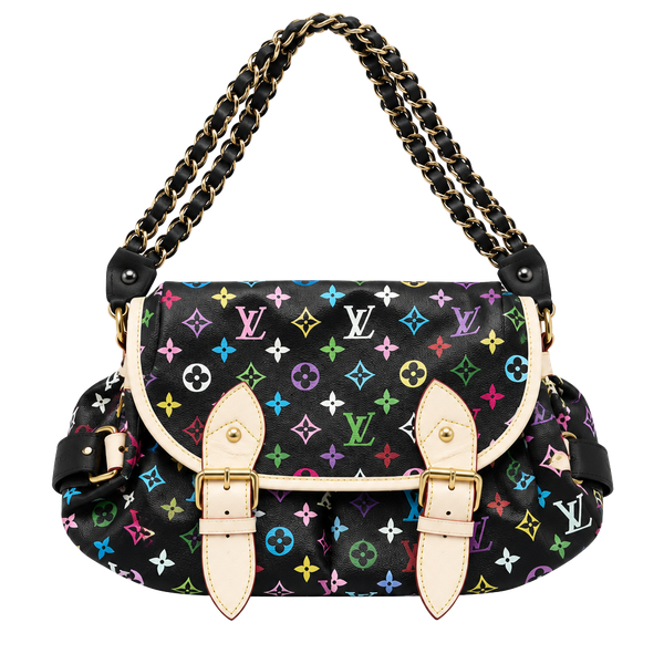 LOUIS VUITTON Monogram Multicolor Lodge PM Hand Bag Black M40054 LV Auth 130...