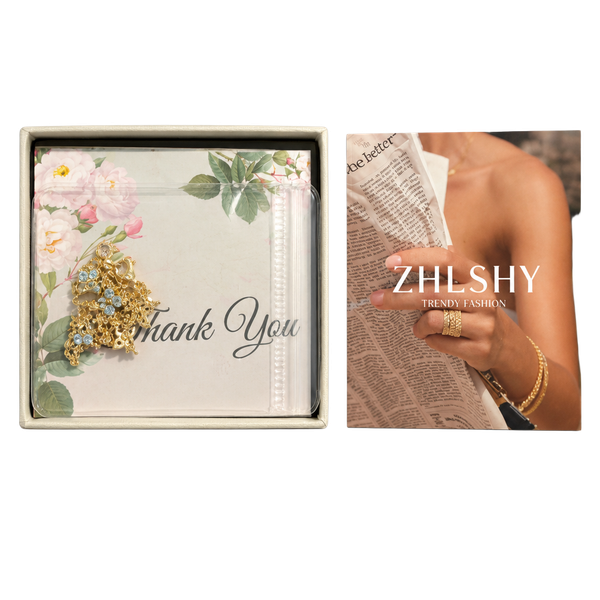 Zheshy Gold Four Leaf Clover Blue Crystal Necklace