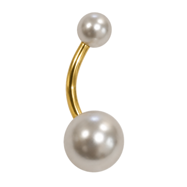FIASASO Gold Pearl Belly Button Ring Navel Piercing