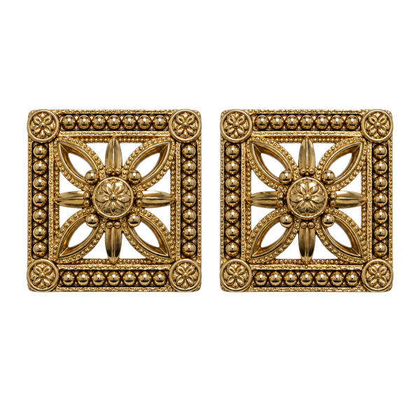 Judith Jack Gold Tone Filigree Square Stud Earrings