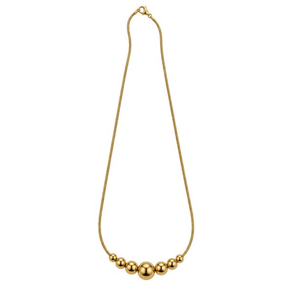 Costume Jewelry Gold Tone Graduated Bead Ball Necklace