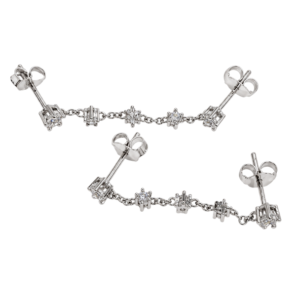 Pavoi Cubic Zirconia Double Piercing Chain Earrings