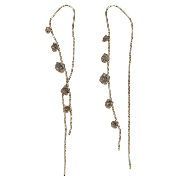 Gold Tone Crystal Long Drop Wire Earrings