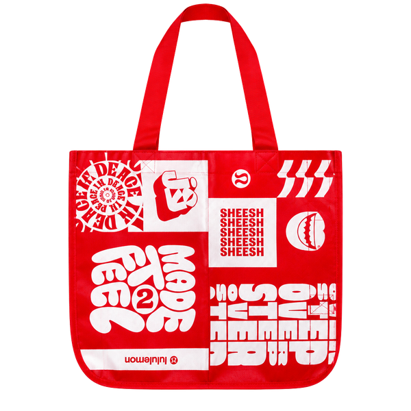 Lululemon Red All Over Print Reusable Shopping Tote Bag
