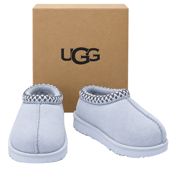 UGG Kids Tasman II Slippers Size 9 Light Blue Suede Braid Shoes. New in box! 