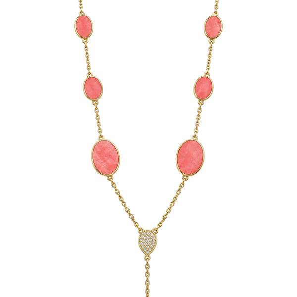 Kate Spade Pink Enamel Gold Tone Long Station Necklace