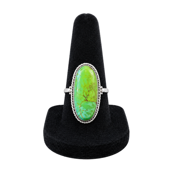 Green Copper Turquoise Ring 925 Sterling Silver Oval Statement Ring