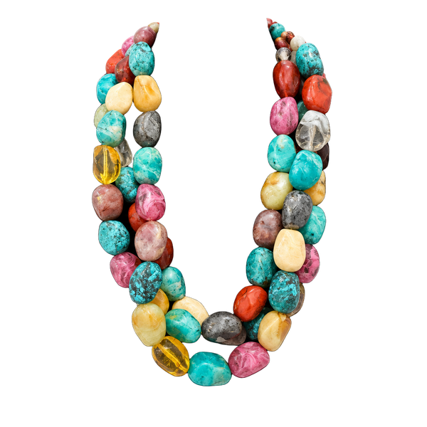 Vintage Multi-strand Beaded Necklace Colorful Beads 