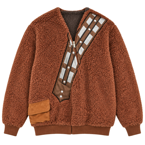 Disney Star Wars Chewbacca Zip Hoodie Brown Faux Fur