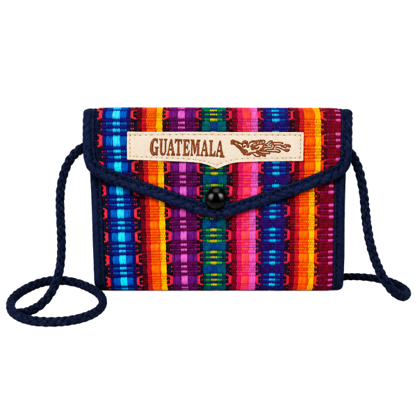 Guatemalan Artisan Colorful Woven Crossbody Wallet Purse Multi