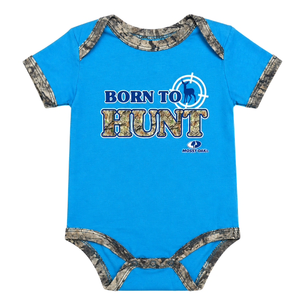 Mossy Oak Born To Hunt Bodysuit Size 6/9M Blue Camo