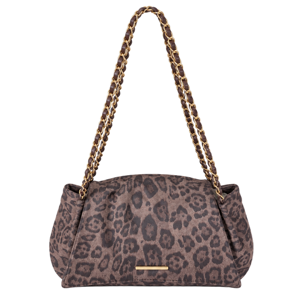 Unbranded Leopard Print Shoulder Bag Faux Suede Gold Chain