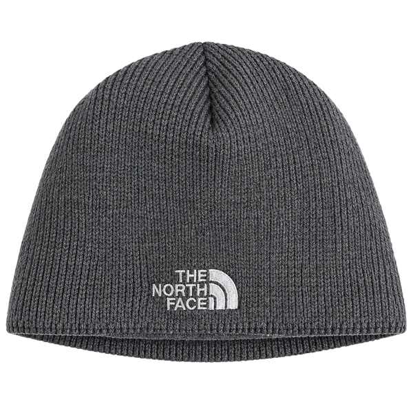 The North Face Ribbed Beanie Hat Gray Embroidered Logo