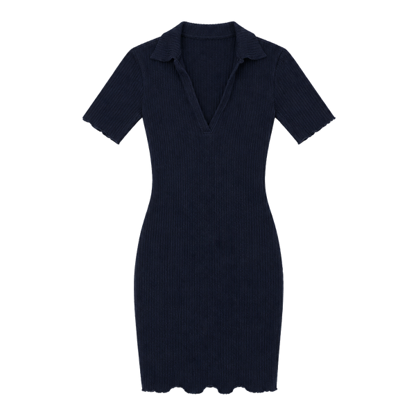 Cotton Citizen Ribbed Polo Mini Dress Black