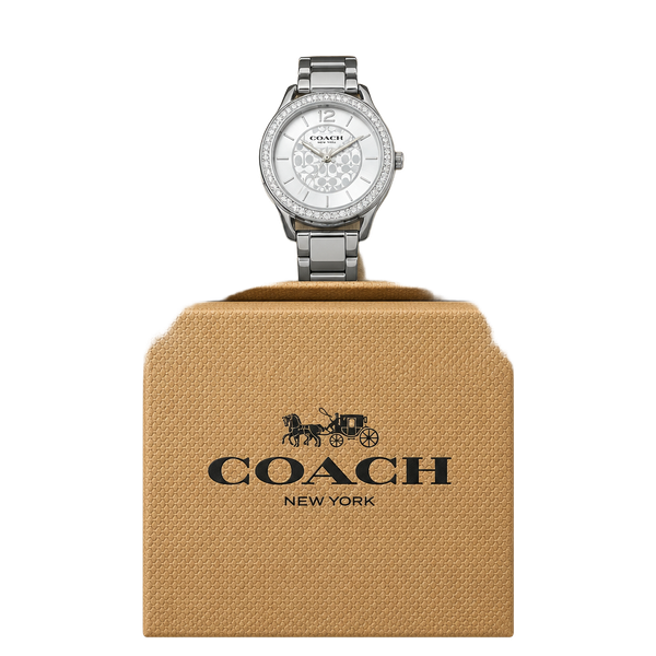 Coach Boyfriend Crystal Stainless Steel Watch Silver