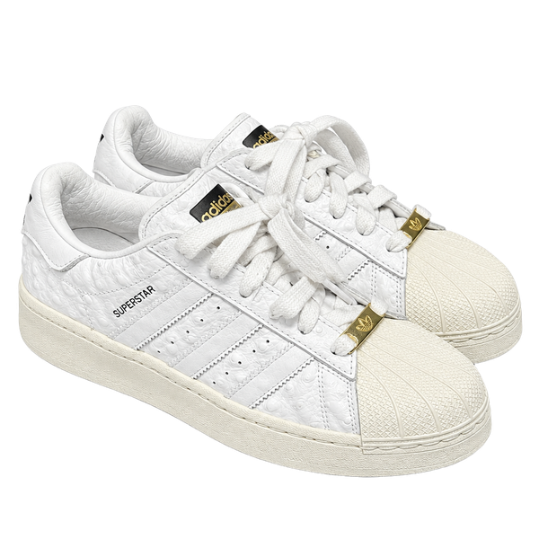 Adidas Superstar XLG Size 6 White Ostrich Leather Gold Metallic Shoes