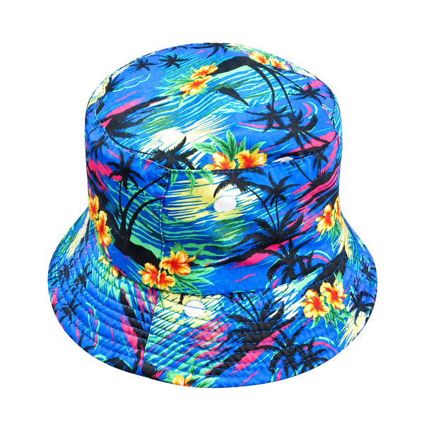 Unbranded Tropical Hawaiian Scenery Bucket Hat Blue Floral