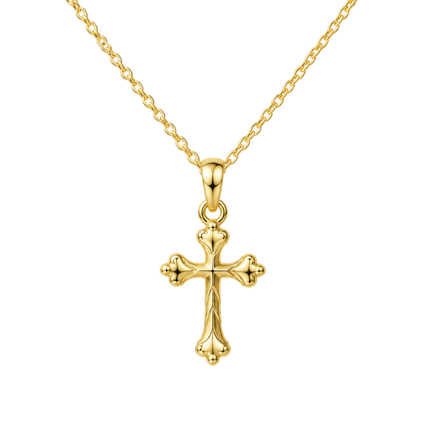 NIB 14KT Gold Filled Fleur De Leur Cross Necklace