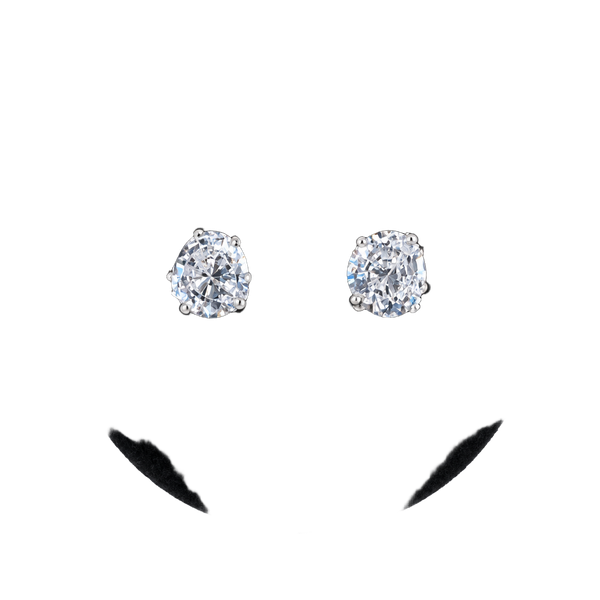 Heart-Shaped Clear Crystal Stud Earrings Silver Tone Butterfly Back Closure