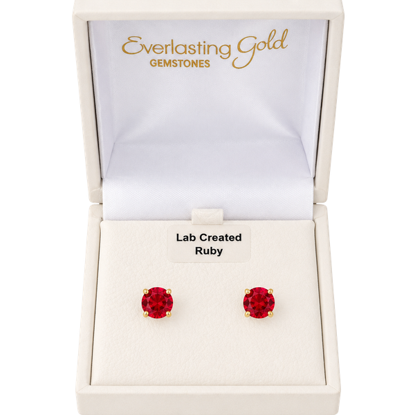 Everlasting Gold 10KYG Created Ruby Stud Earrings