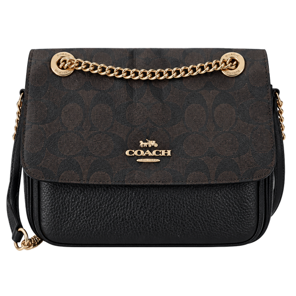 Coach Signature Parker Convertible Crossbody Bag Dark Brown Black