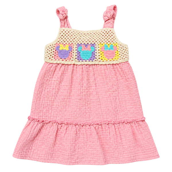 Disney Junior Minnie Mouse Dress Size 3T Pink Crochet Gauze