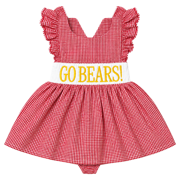 Smockingbird Go Bears Gingham Bubble Dress Size 2T