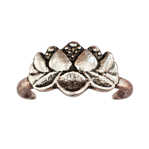  Silver Lotus Flower Titanium Steel Ring Size 5