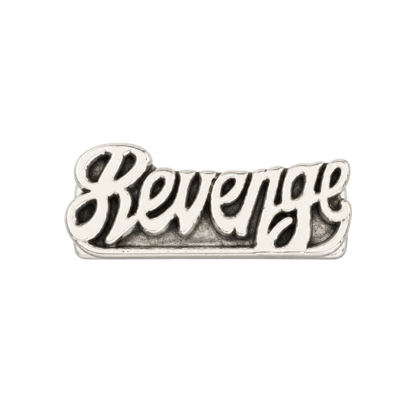 Revenge Script Logo Heavy Silver Ring Size 9
