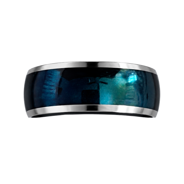 Classic Design Polished Blue with Silver Accents 6mm Band Size 12